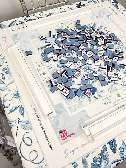 Blue Instructional Mahjong Tablecloth - Bria Blair Creative