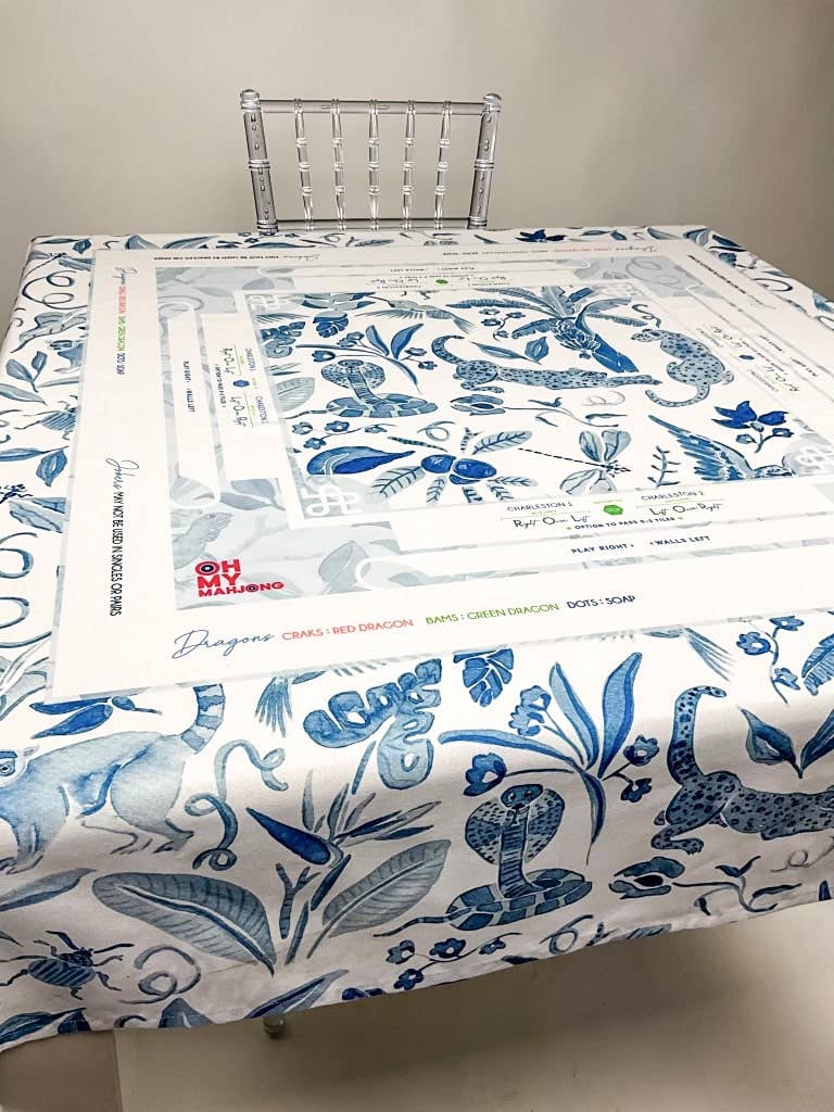 Blue Instructional Mahjong Tablecloth - Bria Blair Creative