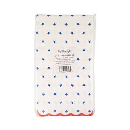 Blue Stars Scallop Guest Napkin (24ct) - Bria Blair Creative