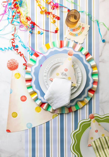 Blue Striped Paper Table Runner - Bria Blair Creative