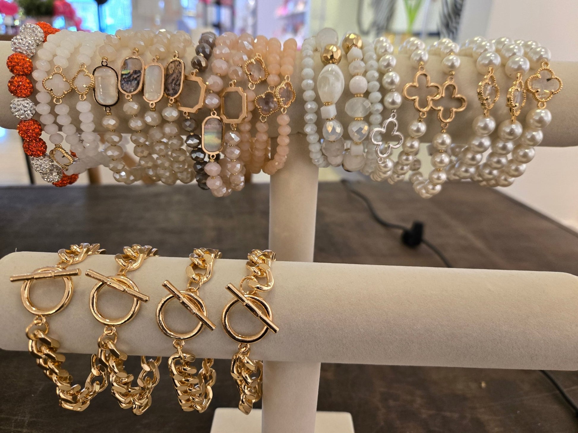 Braclets (gold chained, large cystal, Assorted styles) - Bria Blair Creative