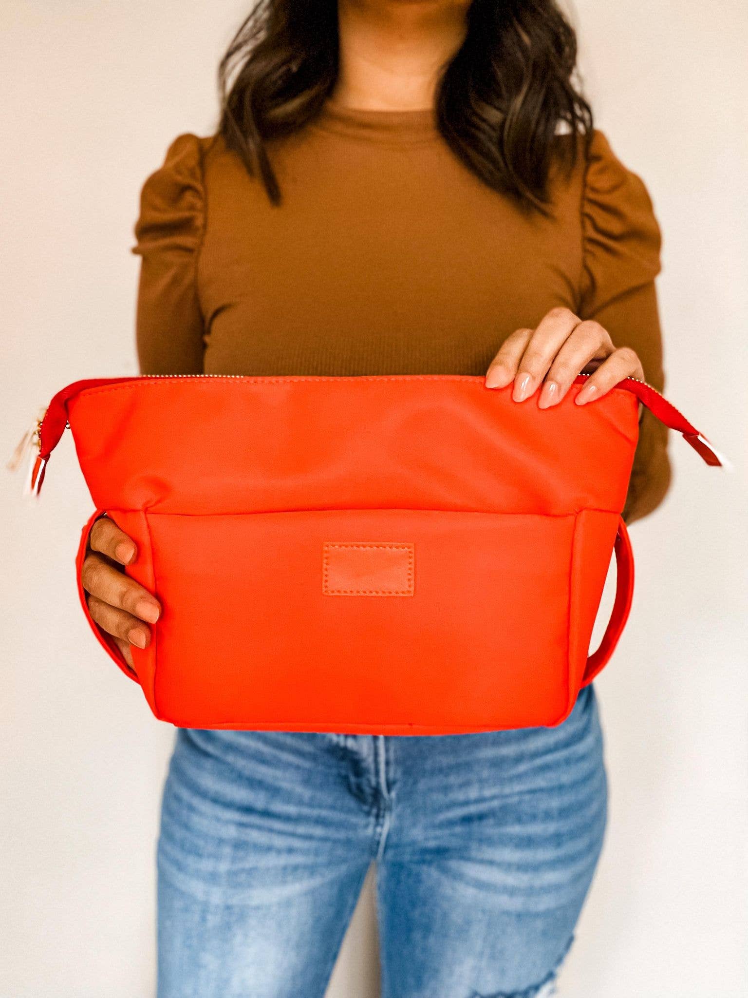 Bright Orange Cosmetic Bum Bag, Cosmetic Pouch, Makeup Pouch - Bria Blair Creative