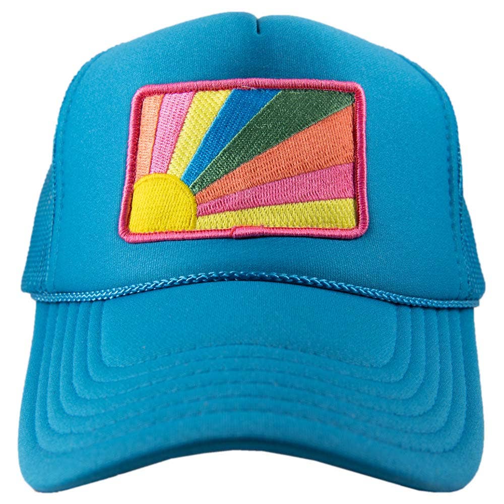 Bursting Sunshine Patch Foam Trucker Hat: Blue - Bria Blair Creative