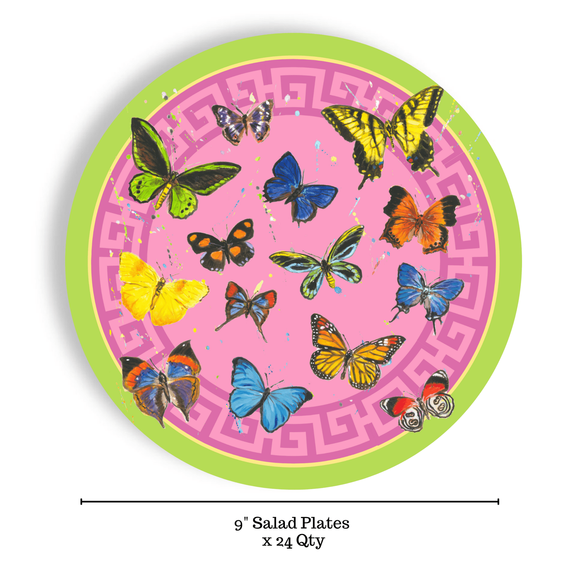 Butterfly Greek Key 24ct 9" Paper Plates – Salad Plates - Bria Blair Creative