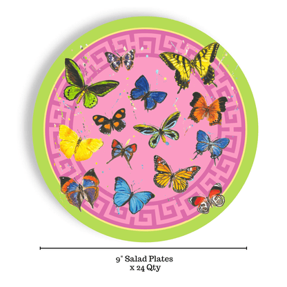 Butterfly Greek Key 24ct 9" Paper Plates – Salad Plates - Bria Blair Creative
