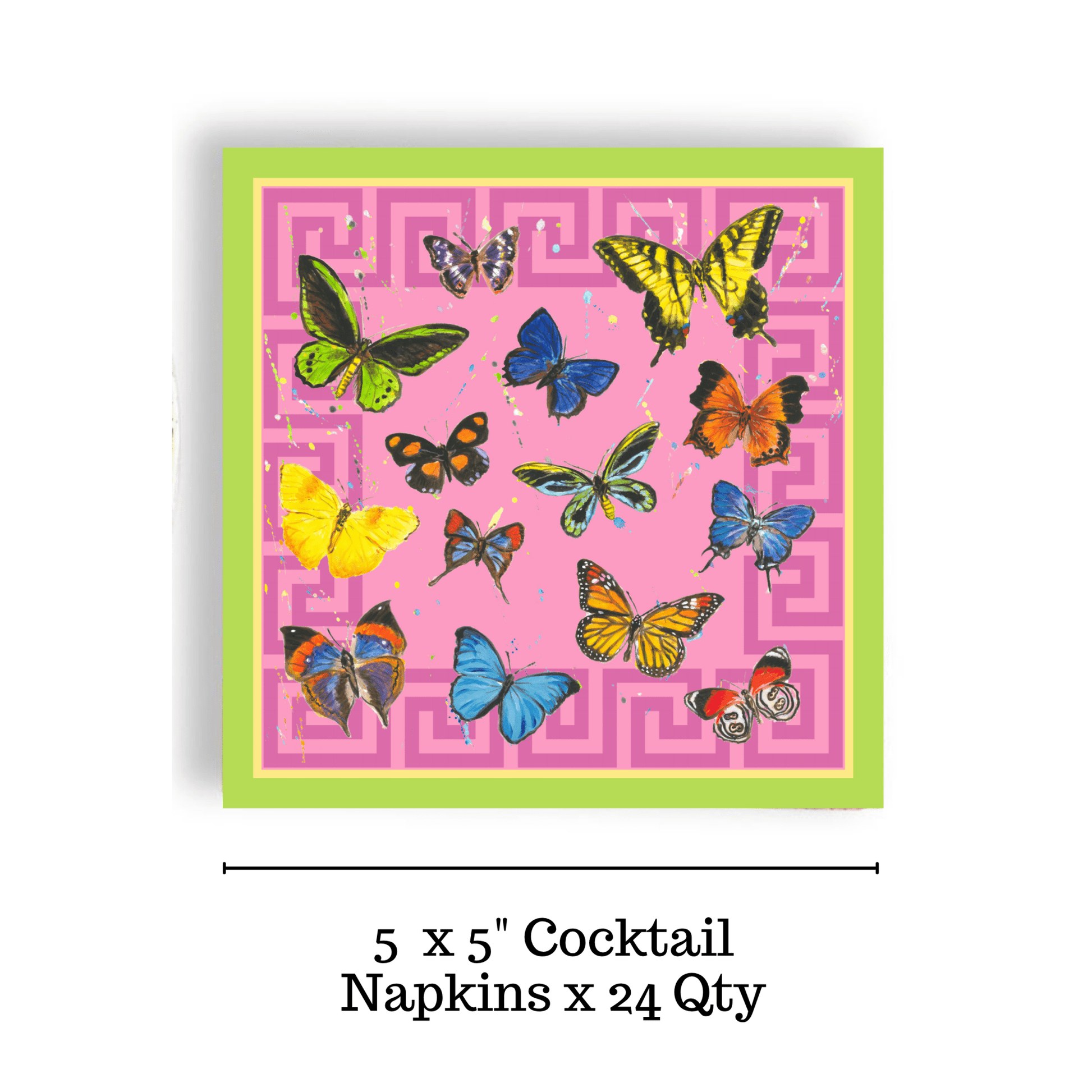 Butterfly Greek Key 24ct Cocktail Napkin Separates (3ply) - Bria Blair Creative