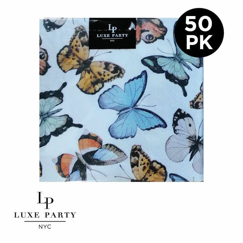 Butterfly Paper Cocktail Napkins | 50 Napkins: 50 Beverage Napkins - 5" x 5" - Bria Blair Creative