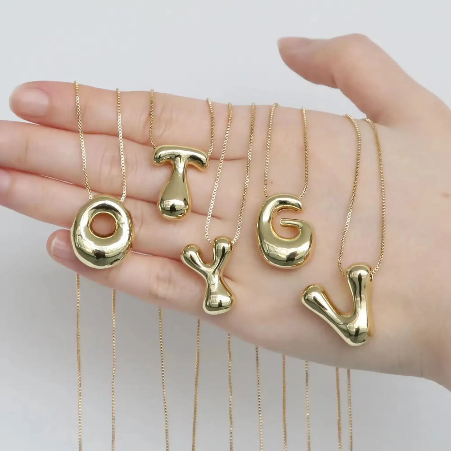 Groovy Large Bubble Initial Alphabet Necklace Pendant: B