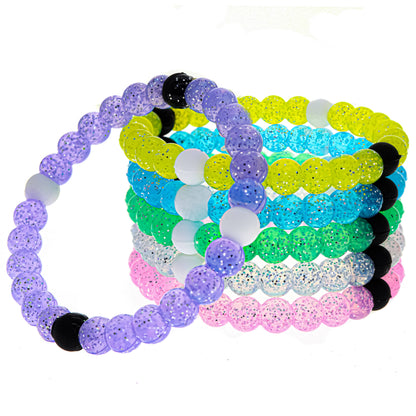 Glitter Silicone Beaded Bubble Bracelets - Assorted Colors