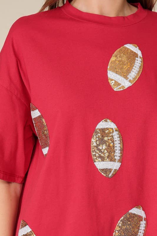 Game Day Dazzling Football T-shirt: WHITE / 2-2-2 (S-M-L)