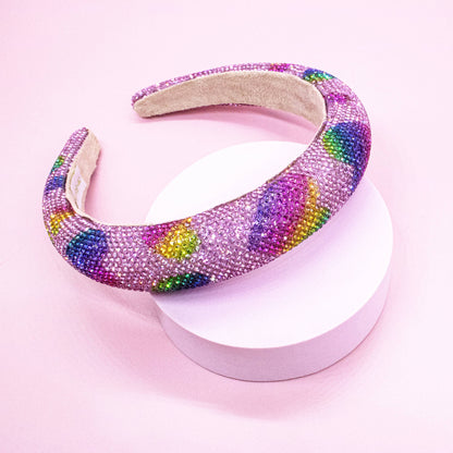 Kids Heart Headband - Padded Rhinestone Hair Band for Girls