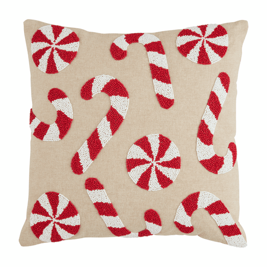 Candy Cane Beaded Pillow - Bria Blair Creative