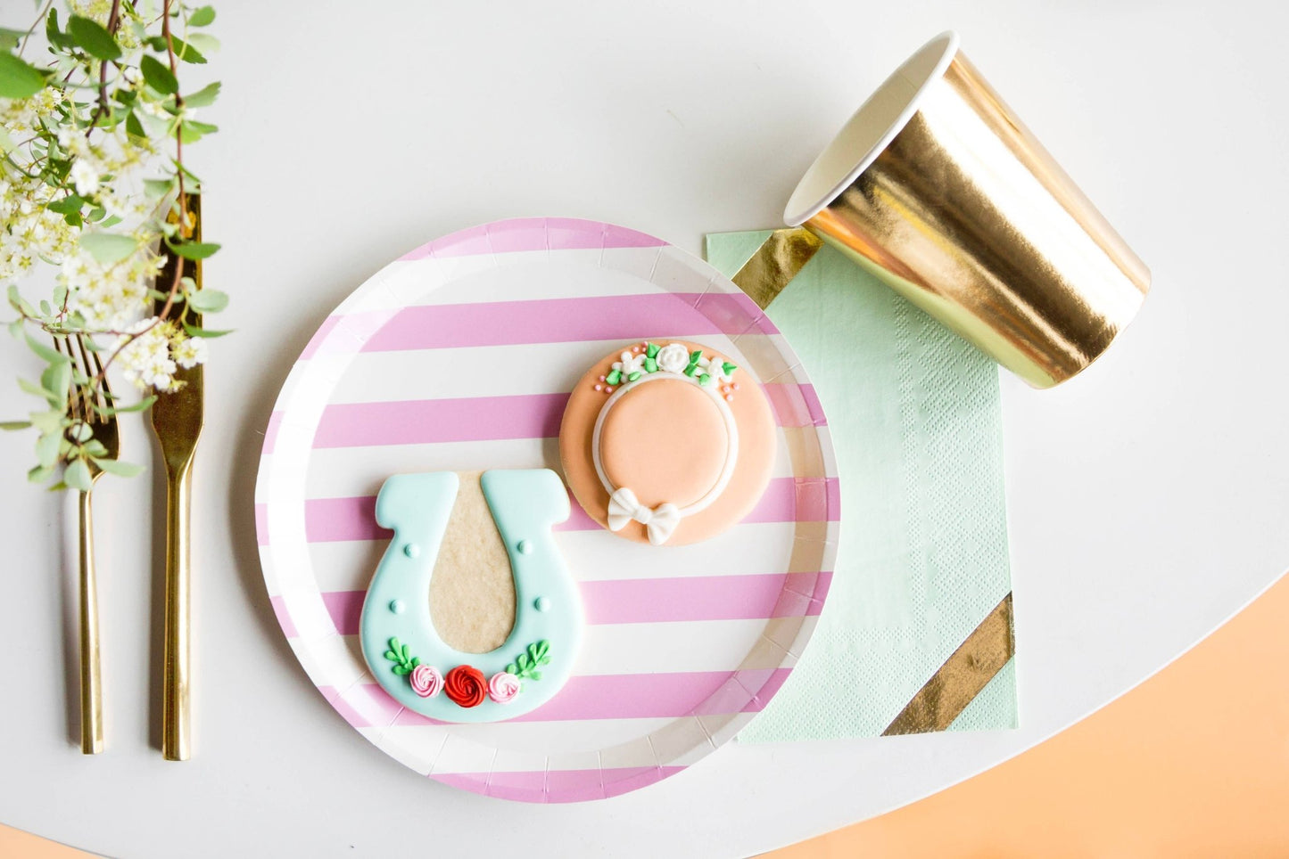 Candy Stripe Dinner Plates - 8 Pk./Pink - Bria Blair Creative