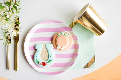 Candy Stripe Dinner Plates - 8 Pk./Pink - Bria Blair Creative