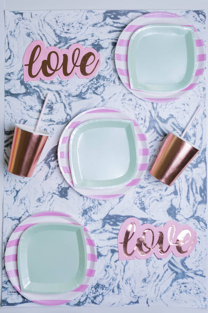 Candy Stripe Dinner Plates - 8 Pk./Pink - Bria Blair Creative