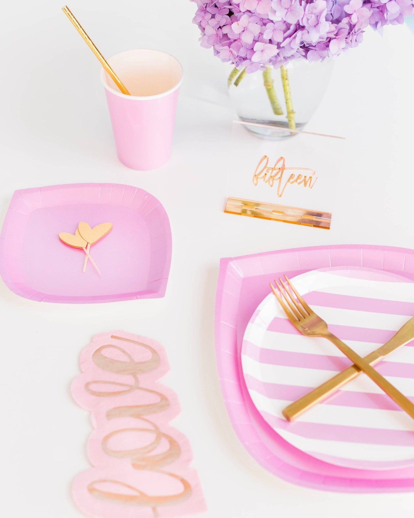 Candy Stripe Dinner Plates - 8 Pk./Pink - Bria Blair Creative