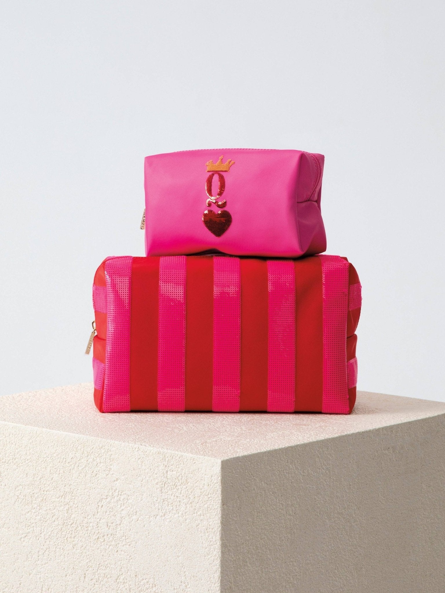 CARA LARGE STRIPE ZIP POUCH, PINK - Bria Blair Creative