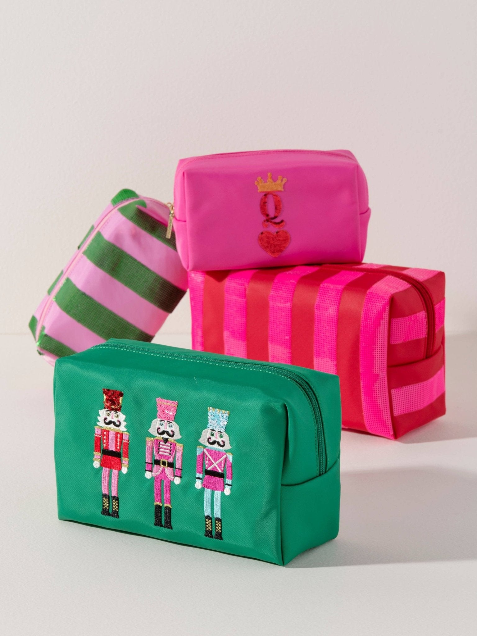 CARA LARGE STRIPE ZIP POUCH, PINK - Bria Blair Creative