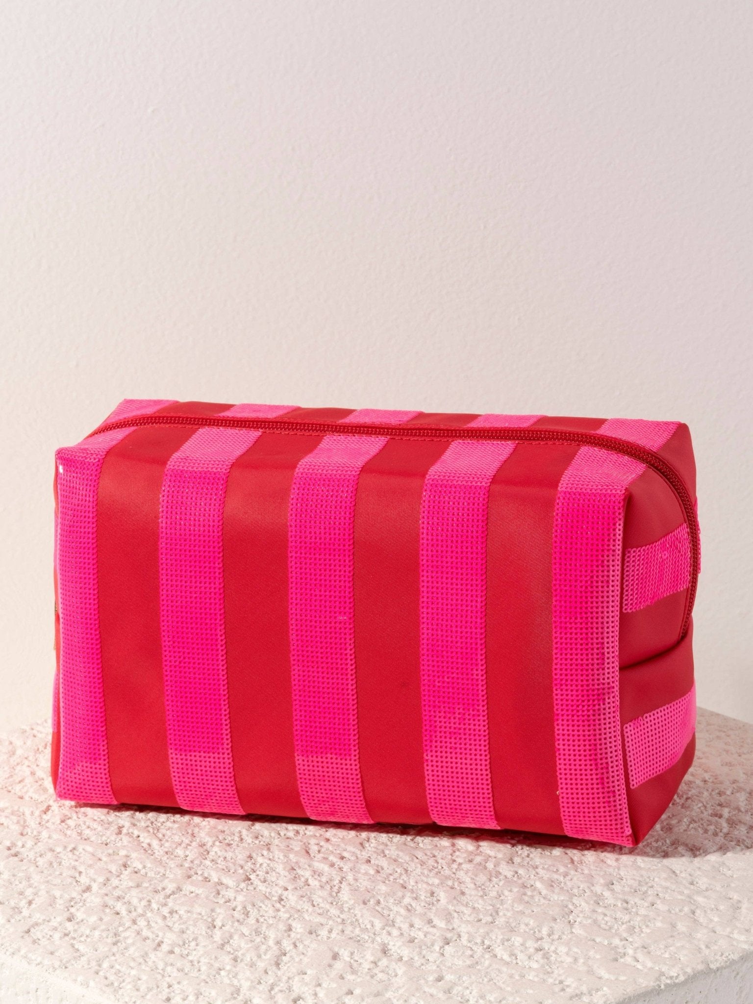CARA LARGE STRIPE ZIP POUCH, PINK - Bria Blair Creative