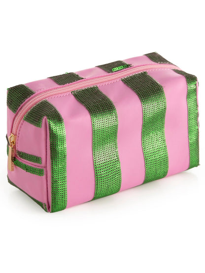 CARA STRIPE ZIP POUCH, GREEN - Bria Blair Creative