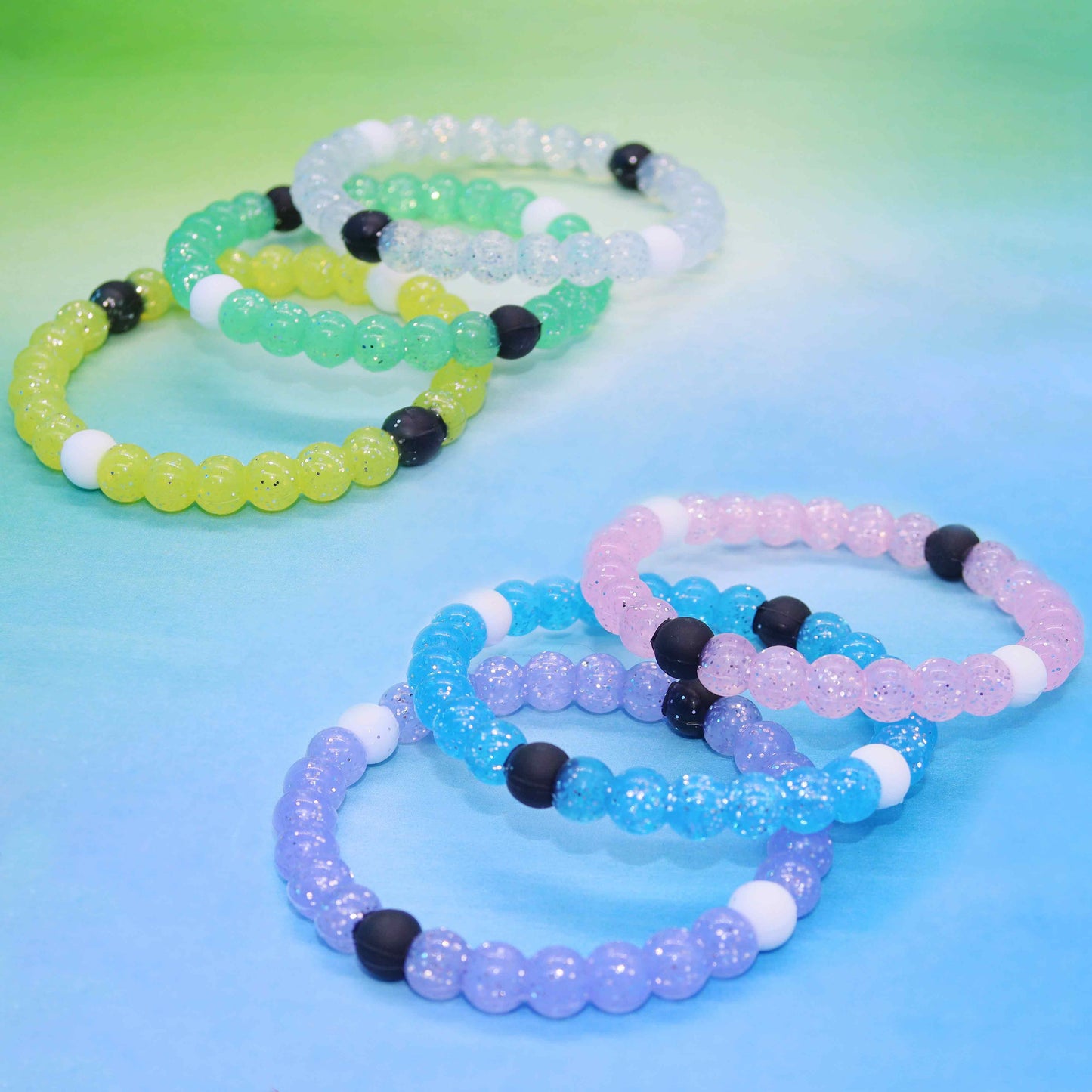 Glitter Silicone Beaded Bubble Bracelets - Assorted Colors