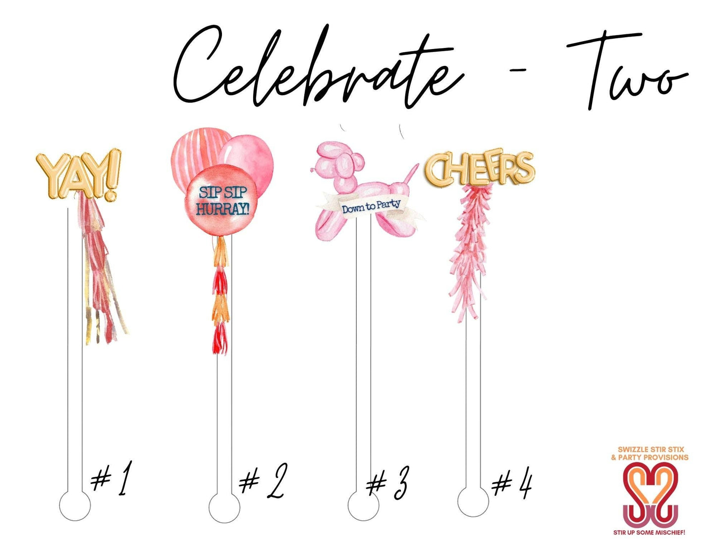 Celebrate Two Swizzle Stir Sticks - Bria Blair Creative