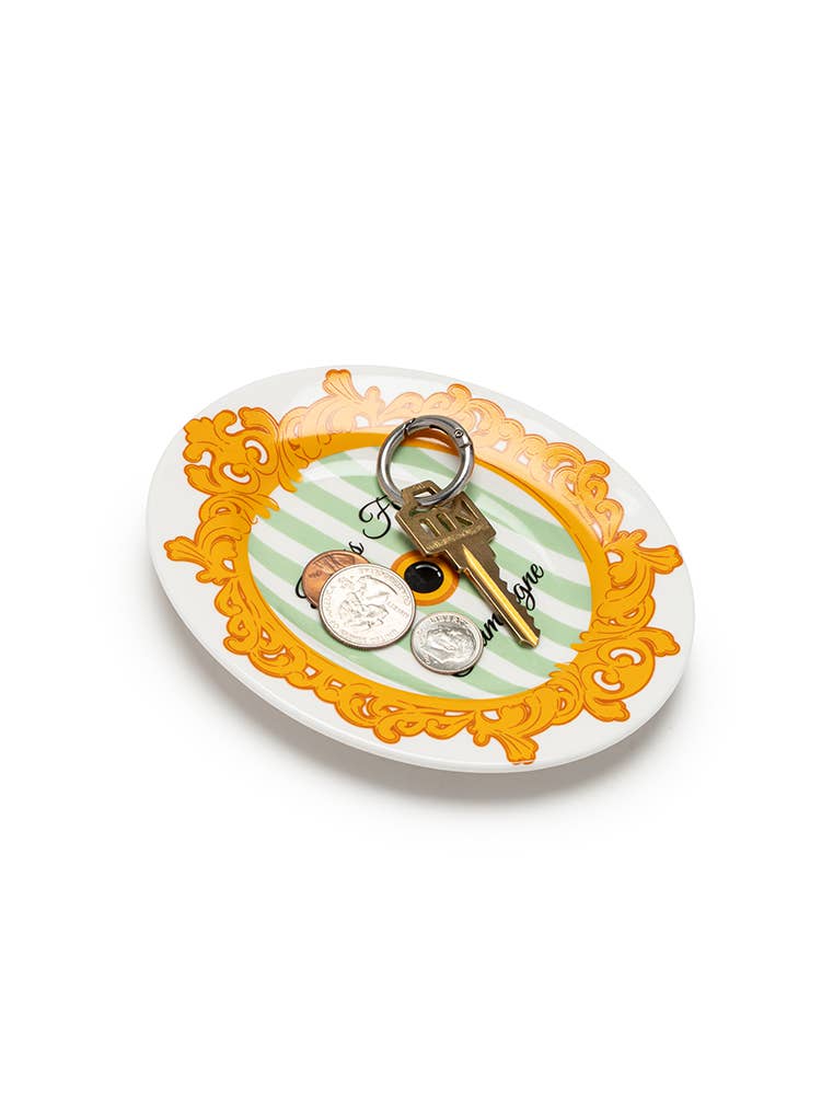 Ceramic Trinket & Jewelry Tray /Dish - "Press for Champagne" - Bria Blair Creative