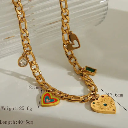 Charm Necklace with Hearts and Color Rhinestones: Heart - Bria Blair Creative