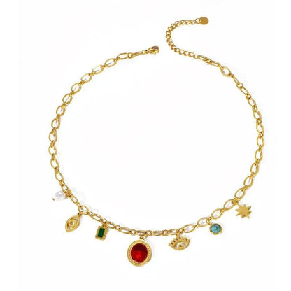 Charm Necklace with Hearts and Color Rhinestones: Heart - Bria Blair Creative