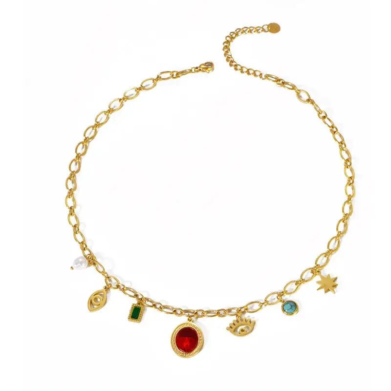 Charm Necklace with Hearts and Color Rhinestones: White Heart - Bria Blair Creative