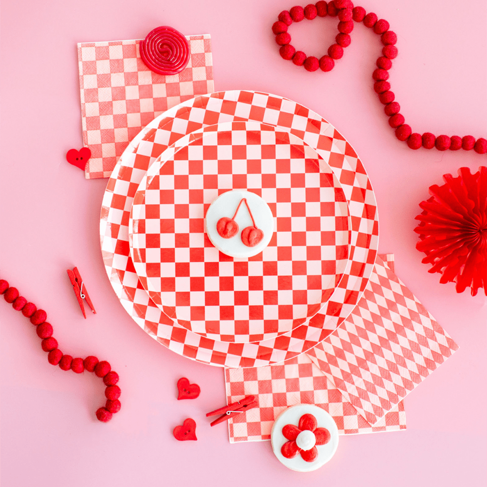 Check It! Dinner Plates - 8 Pk. - 11 Color Options: Cherry Crush - Bria Blair Creative