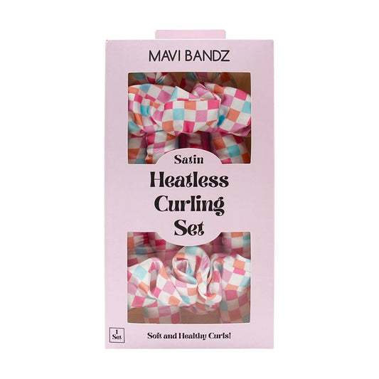 Check Satin Heatless Curling Curler Rod Set With Scrunchies - Bria Blair Creative