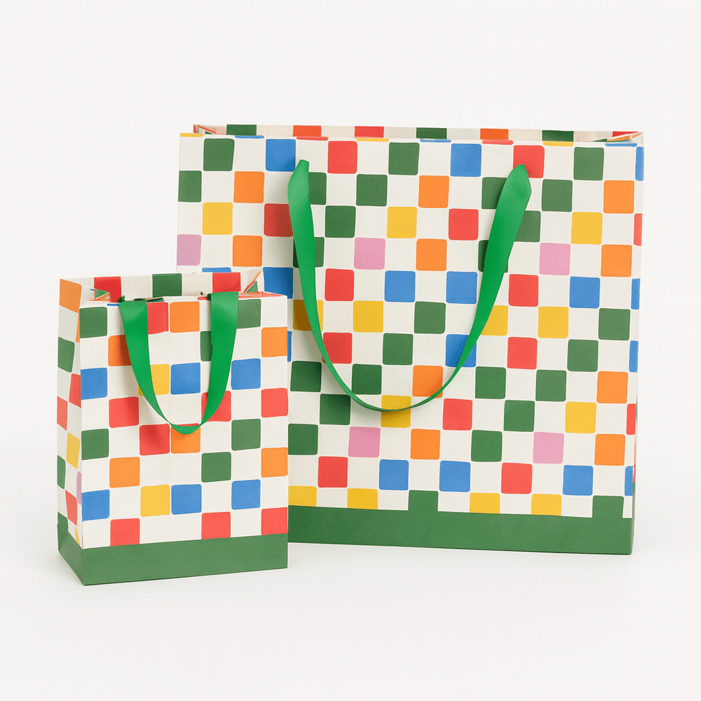 Checkered Colorful Gift Paper Bag Premium | Medium 8x10 - Bria Blair Creative