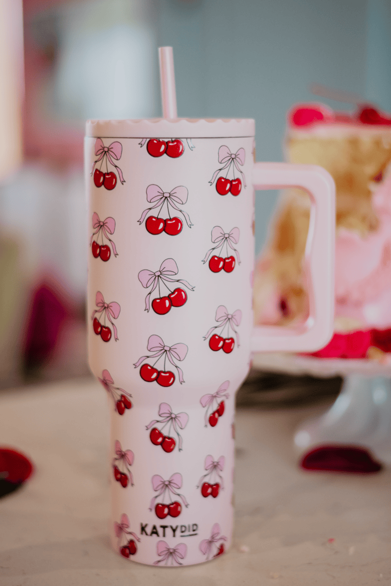 Cherry Bow Wholesale 38 Oz Tumbler Cup: Light Pink - Bria Blair Creative