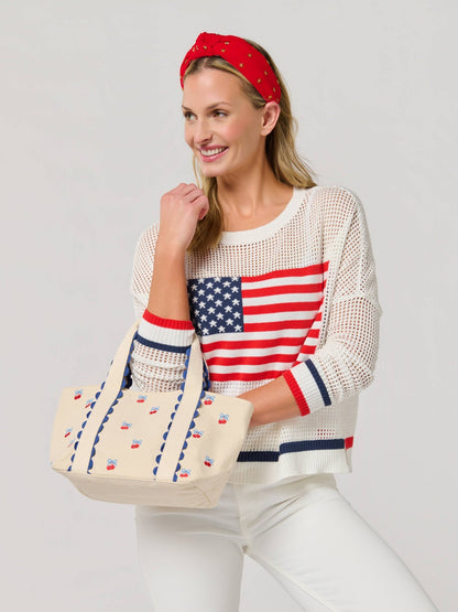 CHERRY ICONS MINI TOTE,NATURAL - Bria Blair Creative