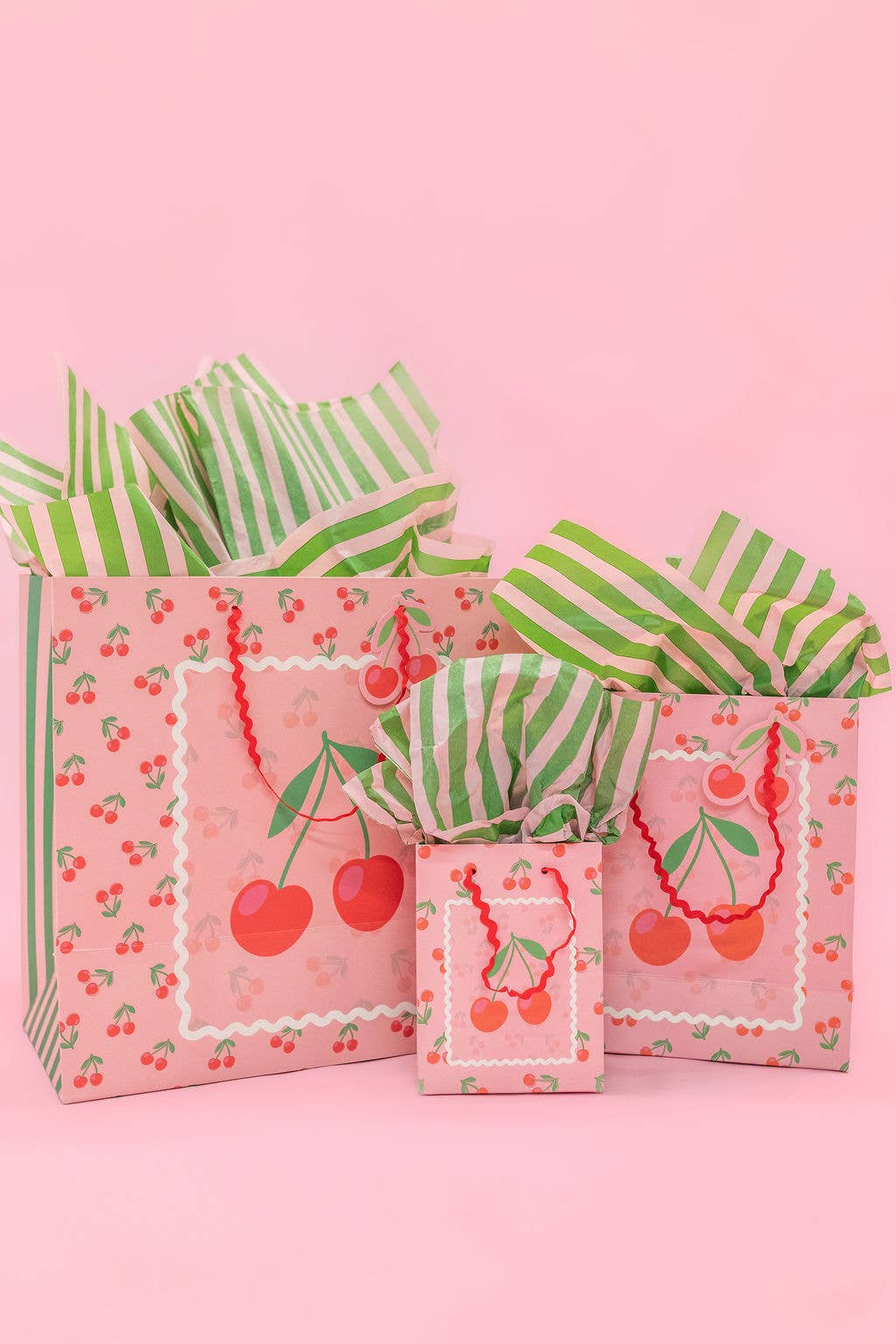 Cherry on Top Gift Bag + Stripes - Ric Rac Handle - Gift Tag: Large - Bria Blair Creative