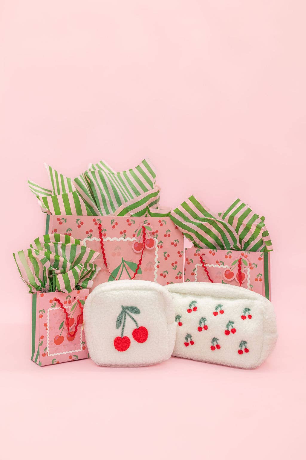 Cherry on Top Gift Bag + Stripes - Ric Rac Handle - Gift Tag: Large - Bria Blair Creative