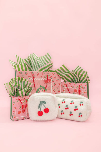 Cherry on Top Gift Bag + Stripes - Ric Rac Handle - Gift Tag: Large - Bria Blair Creative