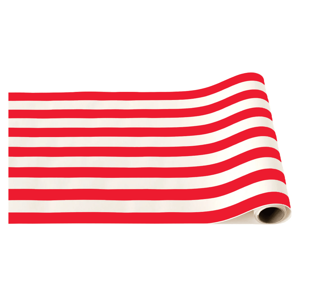 CHERRY RED SIGNATURE CABANA STRIPE TABLE RUNNER - Bria Blair Creative