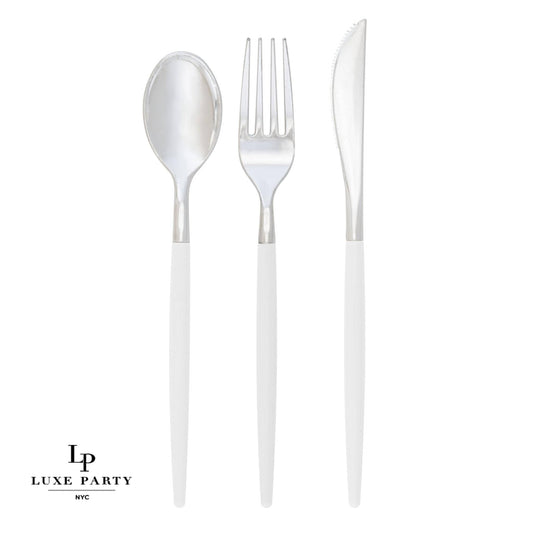 Chic Clear and Silver Plastic Cutlery Set | 32 Pieces - Bria Blair Creative