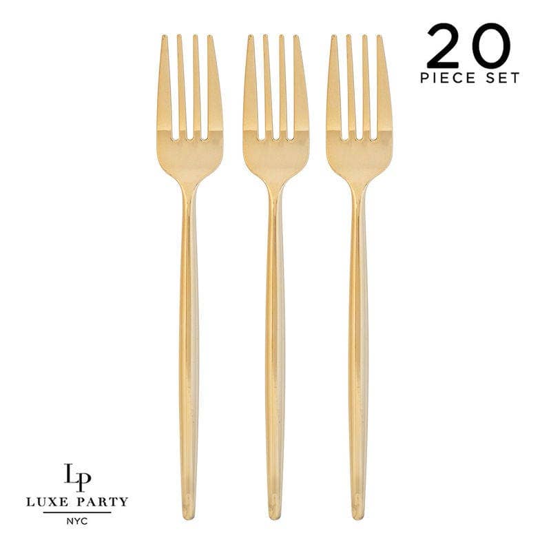 Chic Round Gold Forks | 20 Pieces - Bria Blair Creative