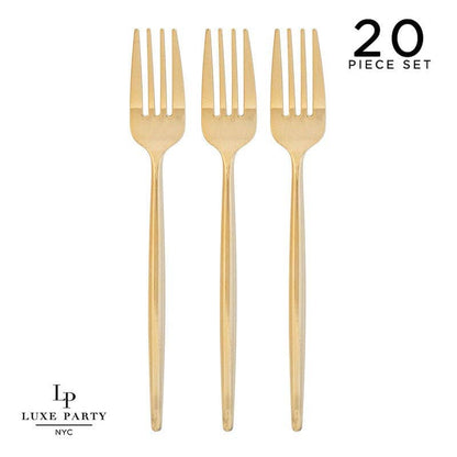 Chic Round Gold Forks | 20 Pieces - Bria Blair Creative