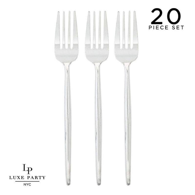 Chic Round Silver Forks | 20 Pieces - Bria Blair Creative