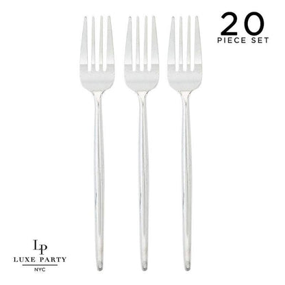 Chic Round Silver Forks | 20 Pieces - Bria Blair Creative