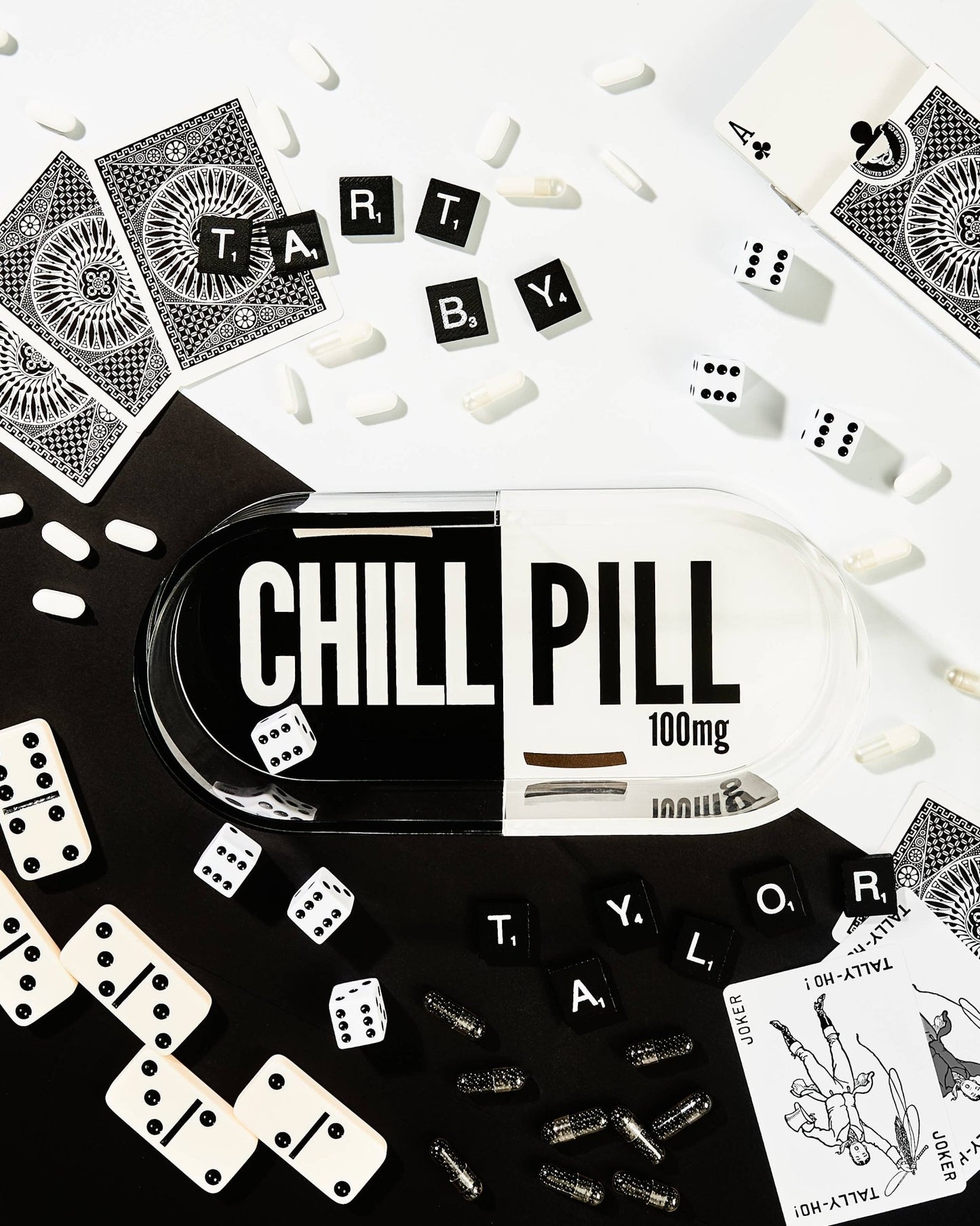 Chill Pill Trinket Tray in Black & White - Bria Blair Creative
