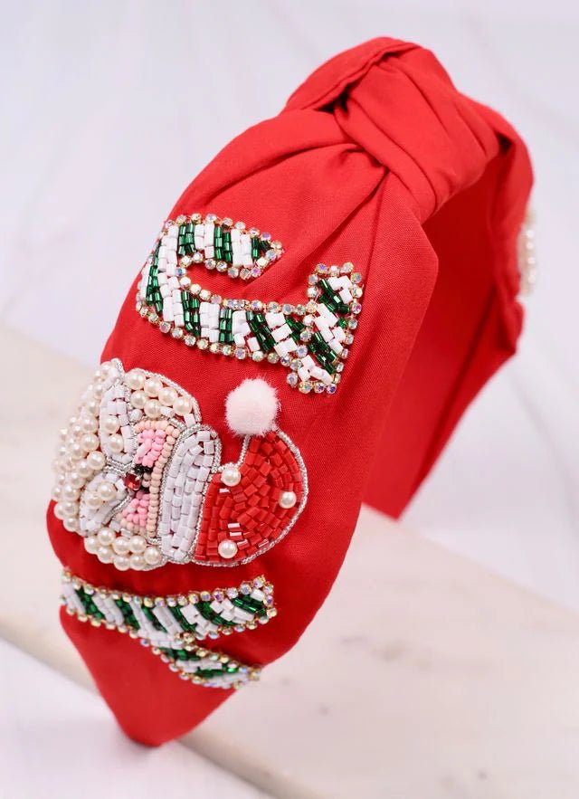Christmas Joy Santa Claus Topknot Headband - Bria Blair Creative