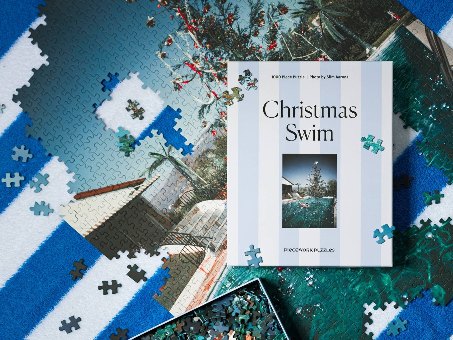 Christmas Swim - Slim Aarons Collab - 1000 Piece Puzzle - Bria Blair Creative