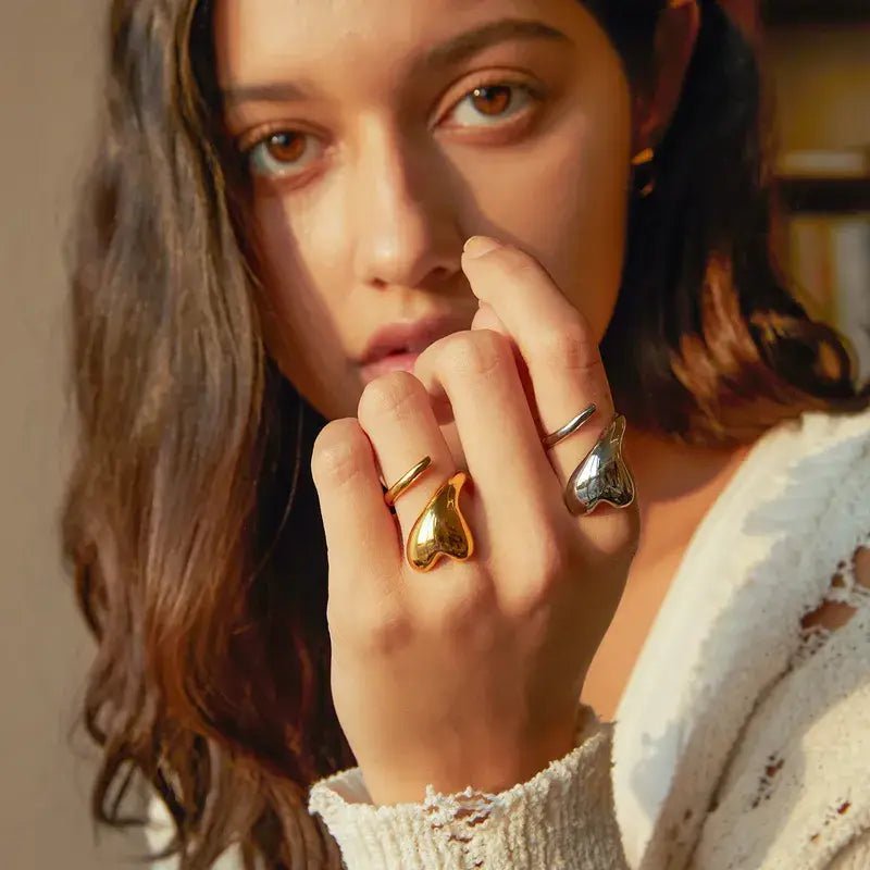 Chunky Wrap Around Heart Ring: Gold - Bria Blair Creative