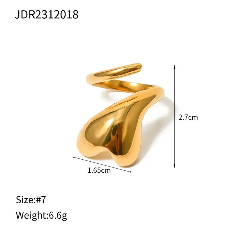 Chunky Wrap Around Heart Ring: Gold - Bria Blair Creative