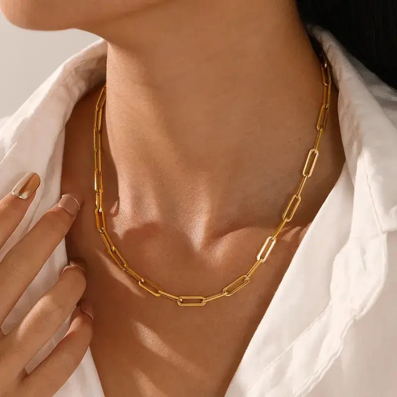 Classic Paper Clip Necklace Paperclip in Gold or Silver: Silver - Bria Blair Creative
